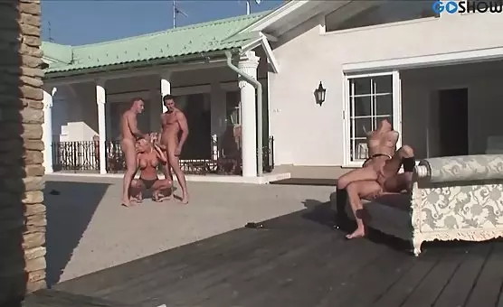 Outdoor Anal Orgy with DP